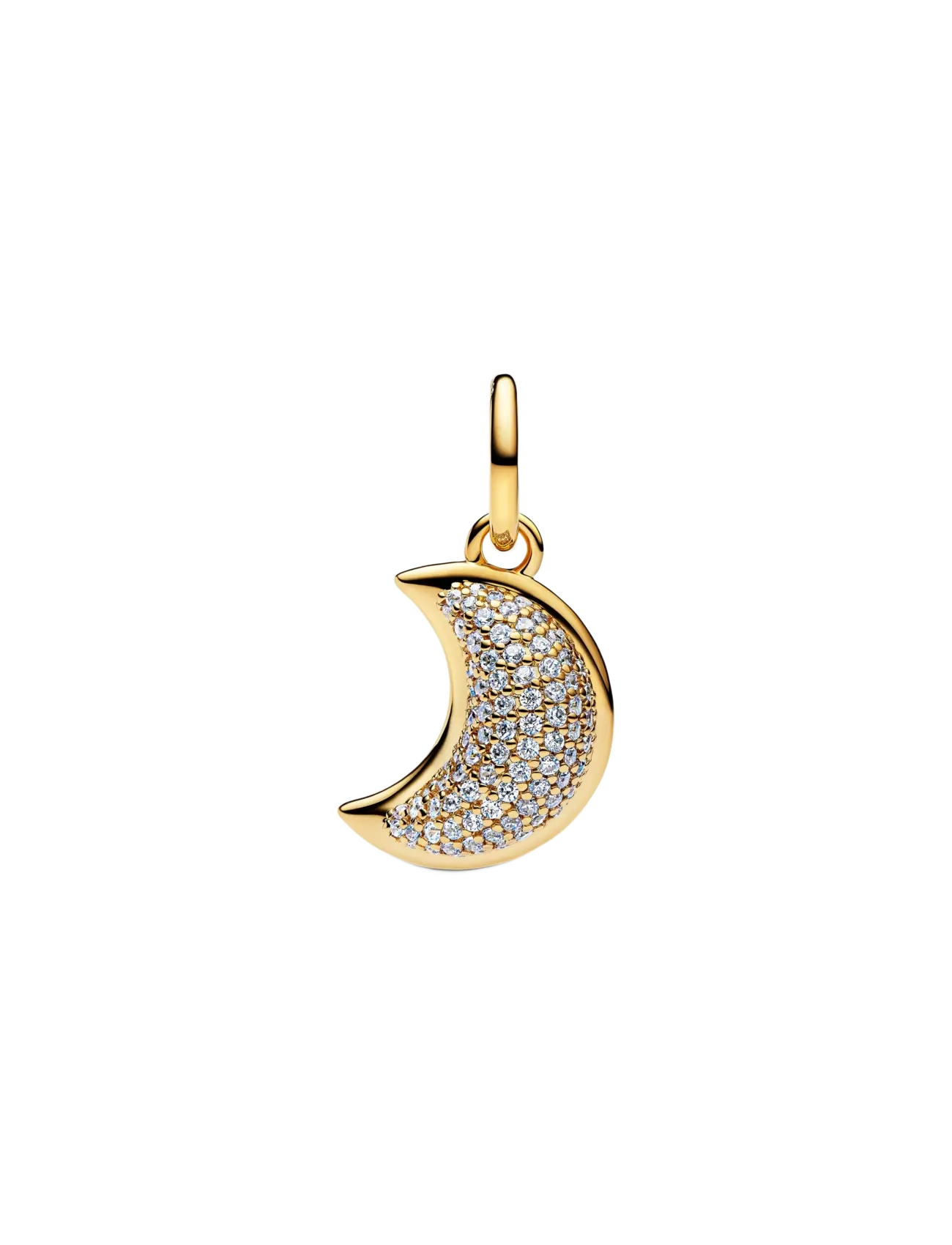 Pandora - Moon 14k gold-plated dangle with clear cubic zirconia and moonstone iridescent glass - pendentifs - white - 2