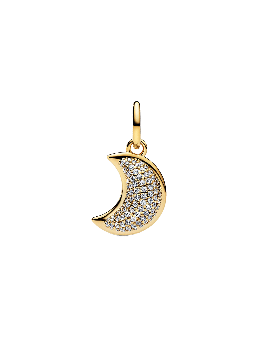 Pandora - Moon 14k gold-plated dangle with clear cubic zirconia and moonstone iridescent glass - pendentifs - white - 2