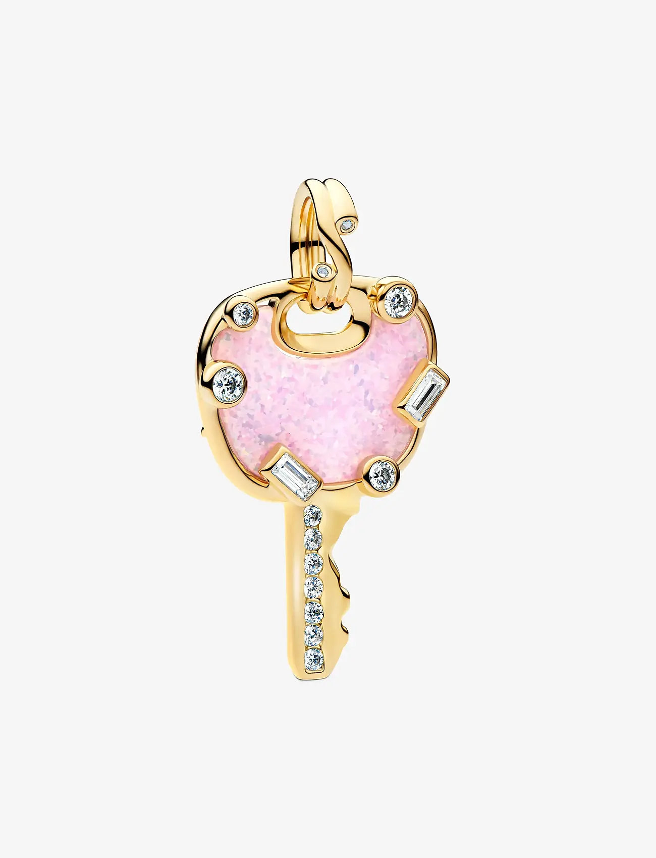 Pandora - Opalescent Pink Love Key Large Dangle Charm - vedhæng - pink - 1