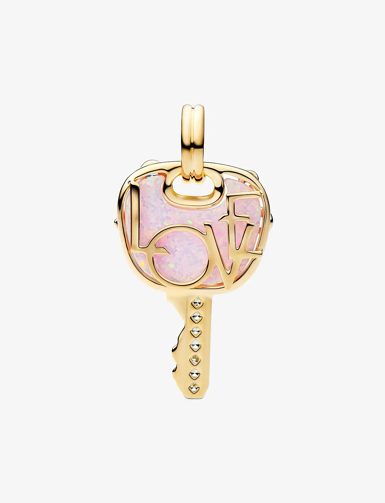 Pandora - Opalescent Pink Love Key Large Dangle Charm - vedhæng - pink - 2