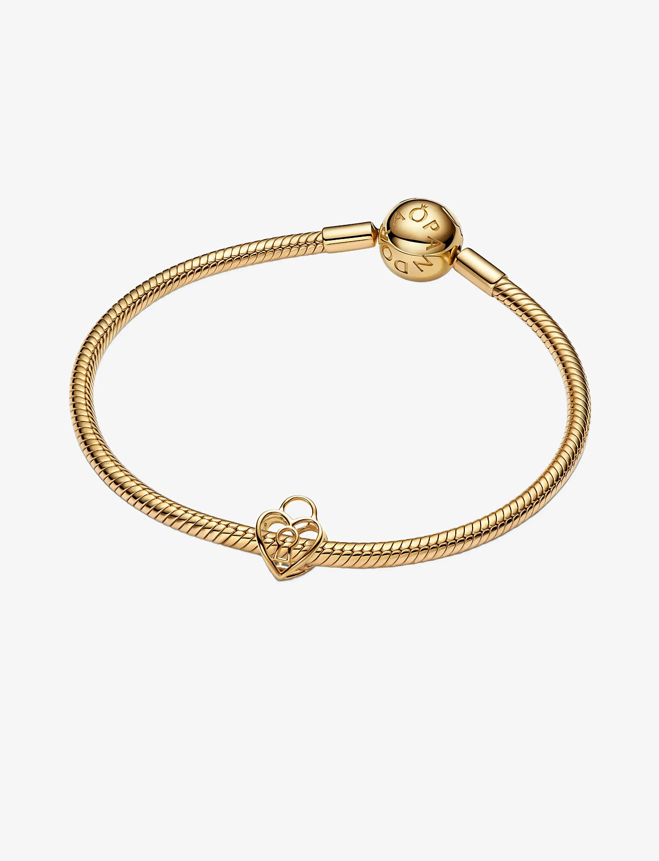 Pandora - Openwork Heart Padlock Charm - vedhæng - no color - 2
