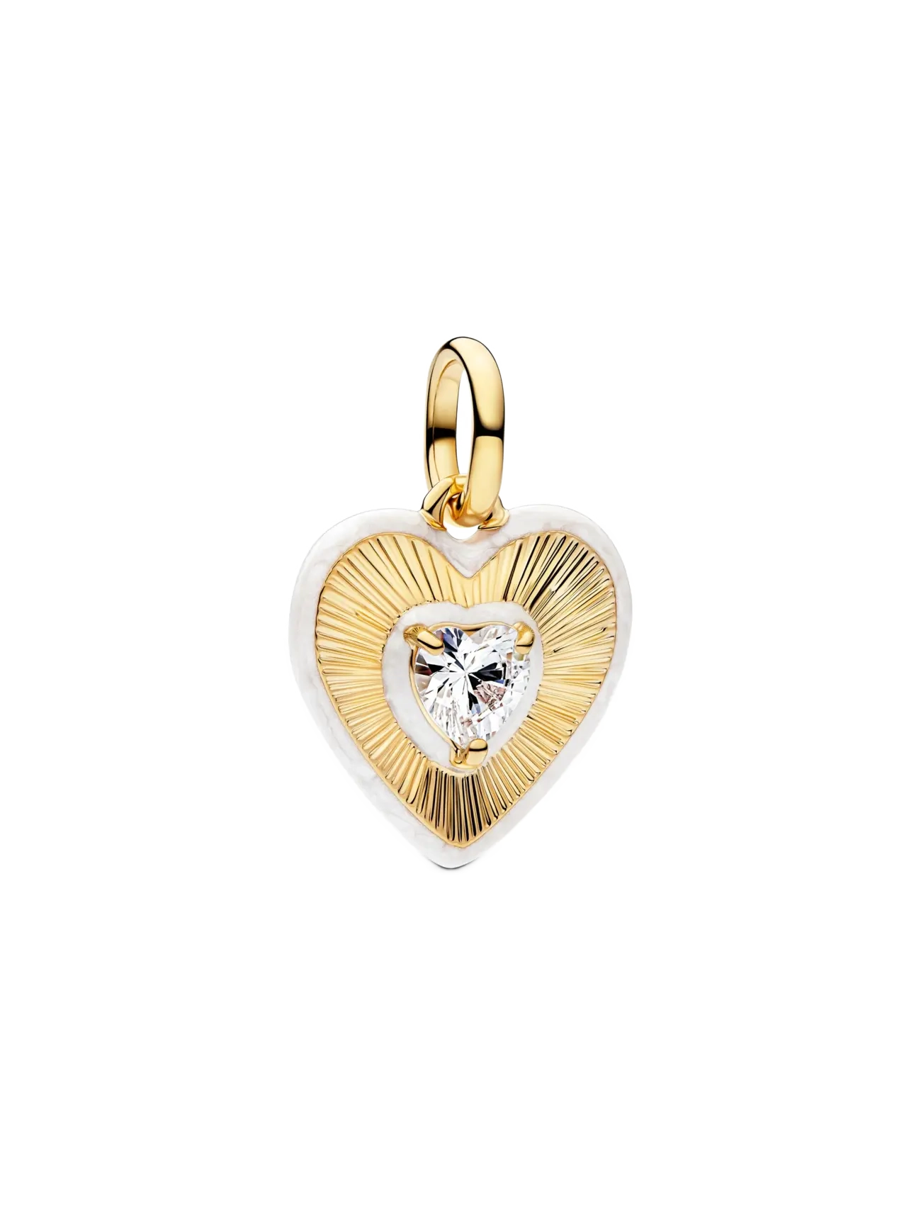 Pandora White Heart Medallion Charm - Pandora - WHITE / gold