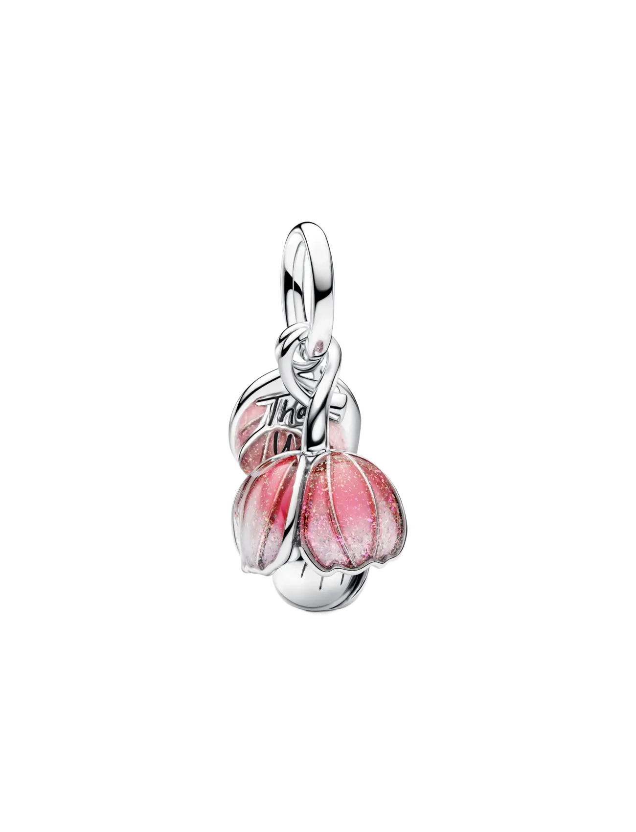 Pandora Two-Tone Blooming Flower Dangle Charm - Valentines - PINK / silver