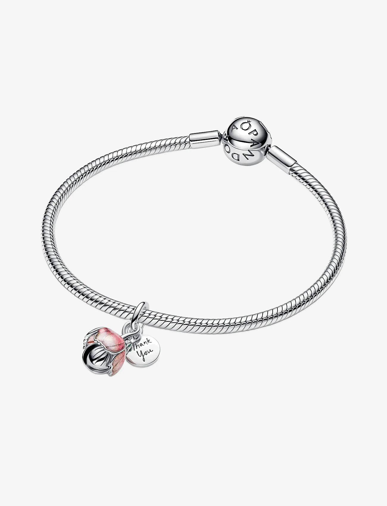 Pandora - Two-Tone Blooming Flower Dangle Charm - hängen & berlocker - pink - 3