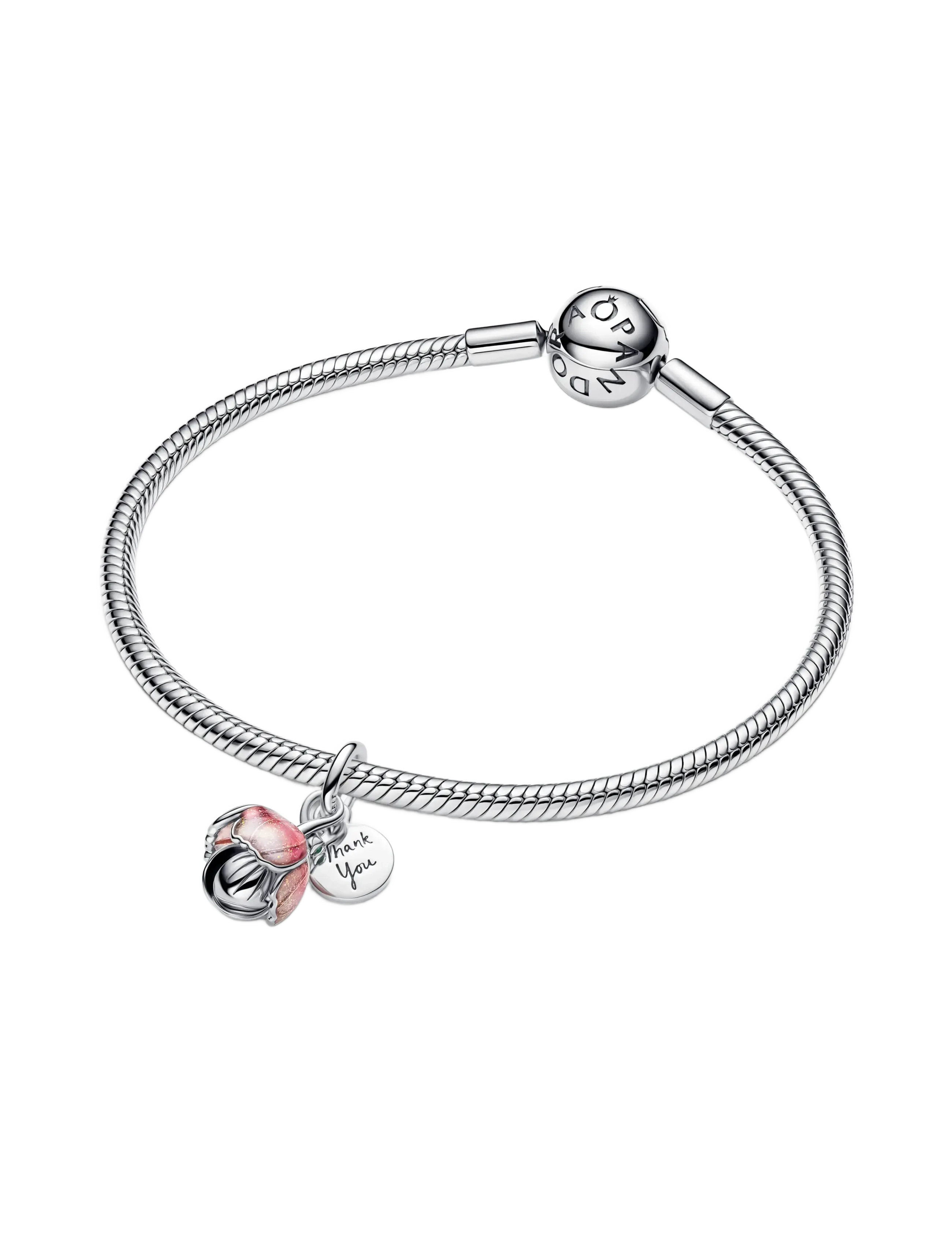 Pandora - Two-Tone Blooming Flower Dangle Charm - vedhæng - pink - 3