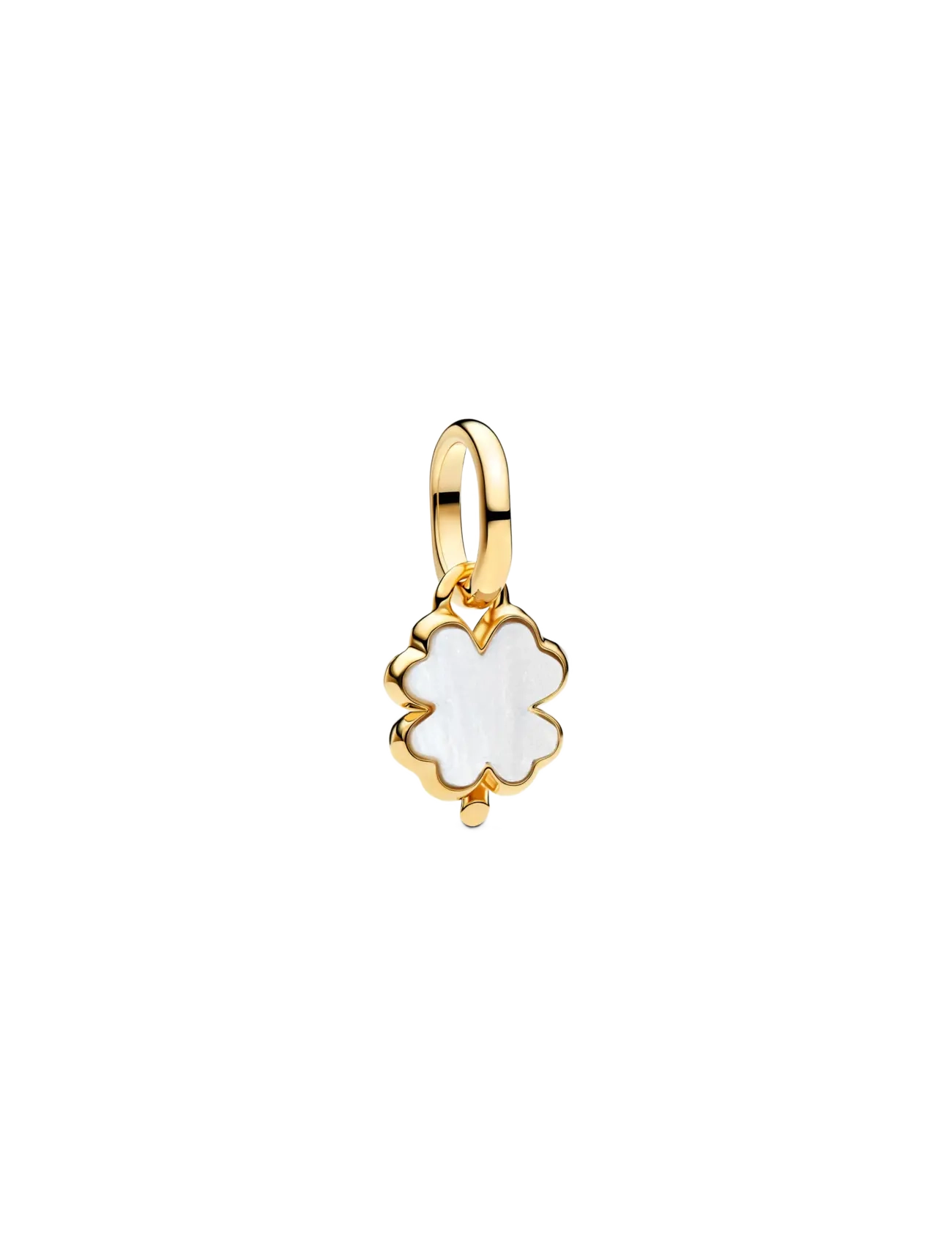 Pandora - White Lucky Clover Dangle Charm - white - 1