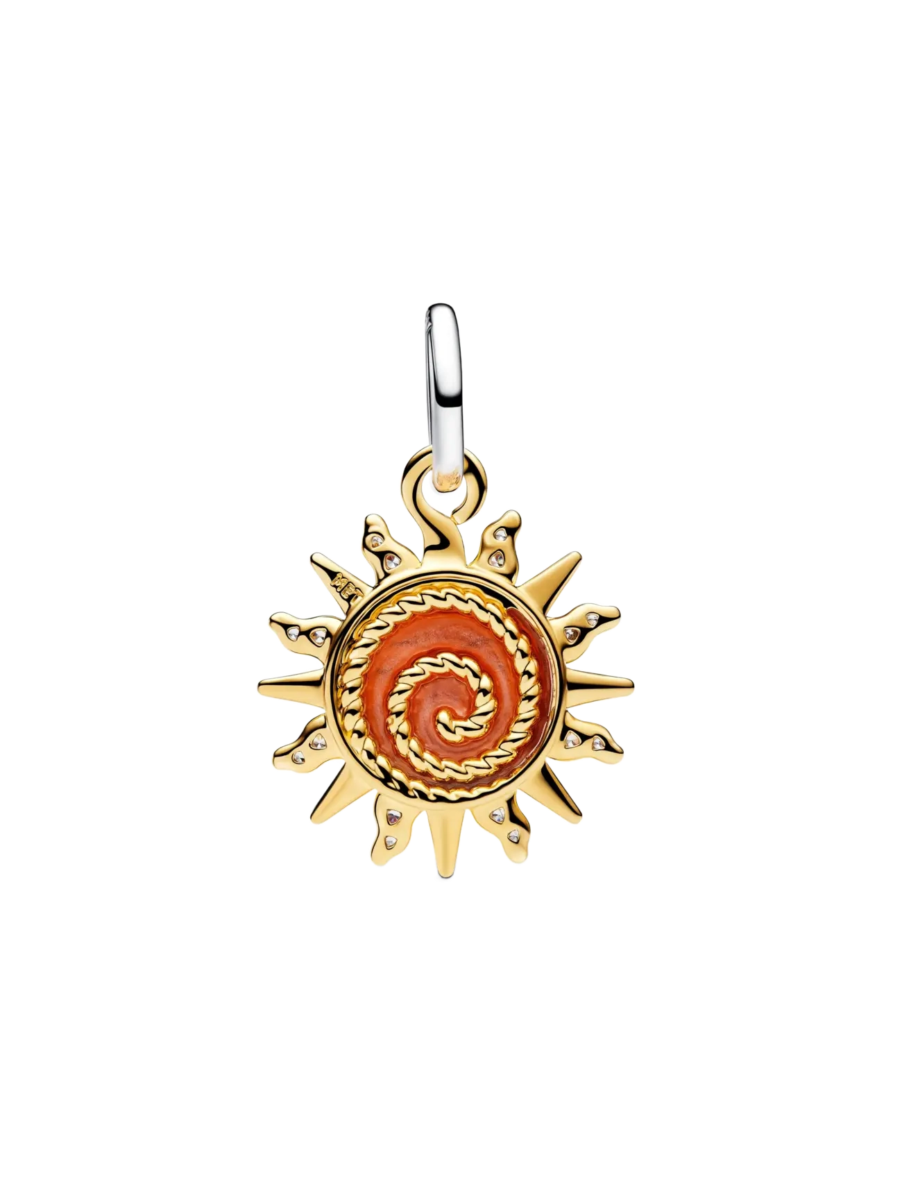 Pandora Swirling Sun Two-Tone Dangle Charm - Basics - ORANGE / gold