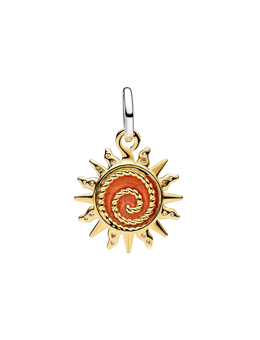 Pandora - Swirling Sun Two-Tone Dangle Charm - vedhæng - orange - 1