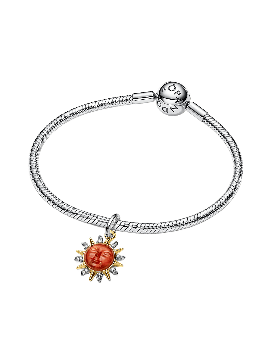 Pandora - Swirling Sun Two-Tone Dangle Charm - vedhæng - orange - 2