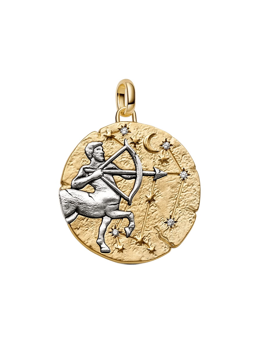 Pandora - Sagittarius Zodiac Oversized Medallion Charm - clear - 1
