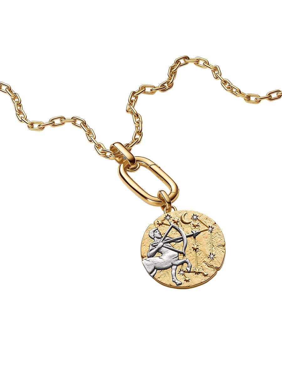 Pandora - Sagittarius Zodiac Oversized Medallion Charm - clear - 3