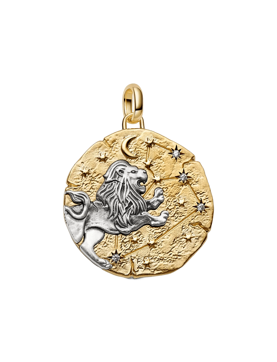 Pandora - Leo Zodiac Oversized Medallion Charm - clear - 1
