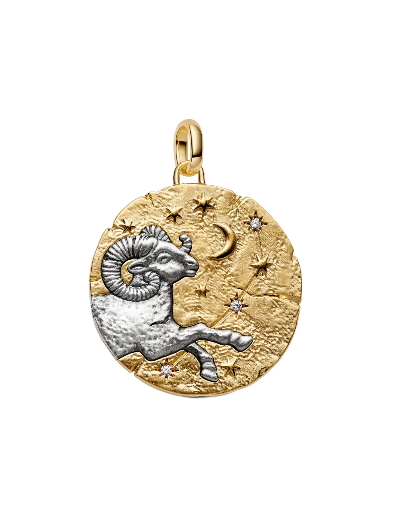 Pandora Aries Zodiac Oversized Medallion Charm - Basplagg - CLEAR / undefined