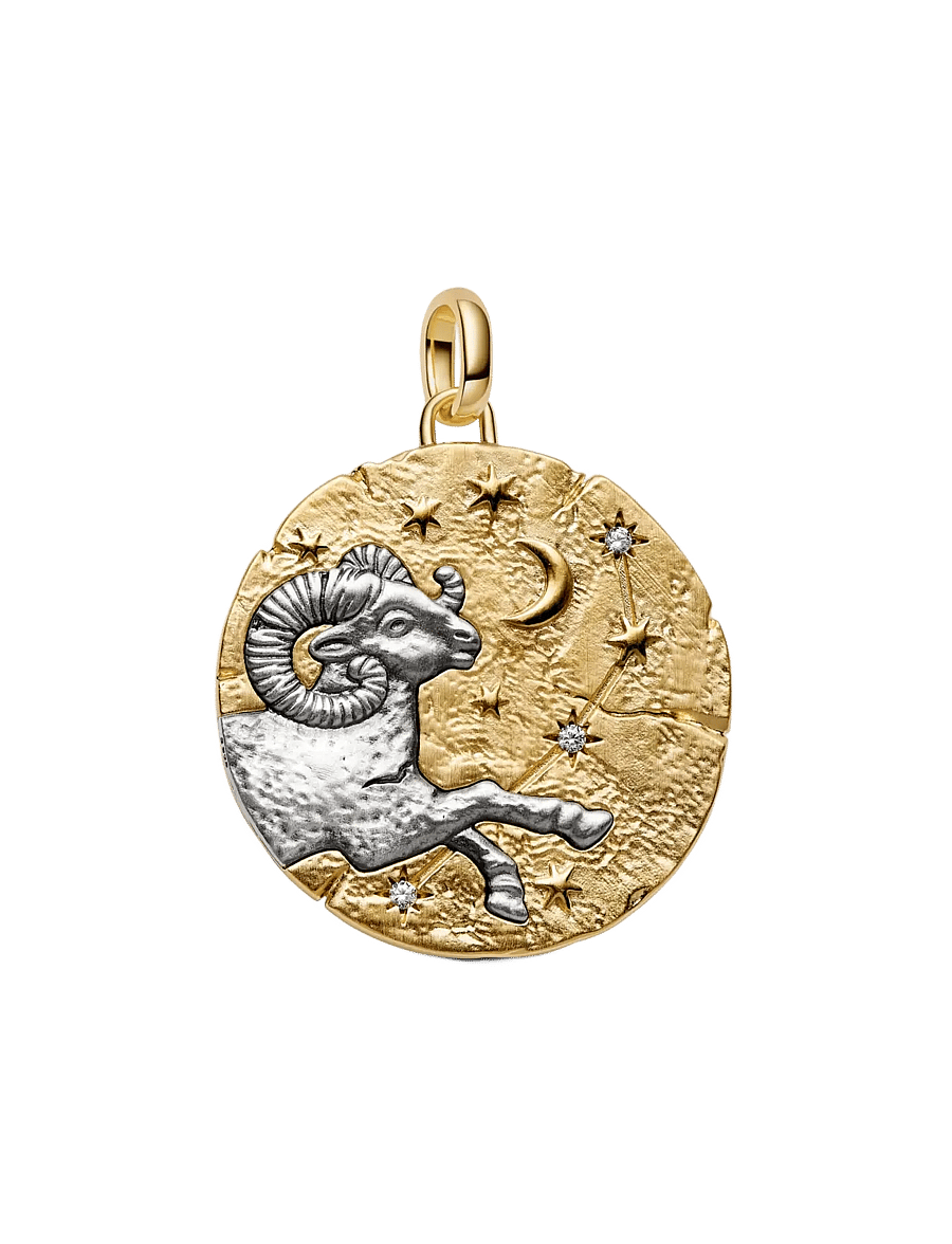 Pandora - Aries Zodiac Oversized Medallion Charm - clear - 1