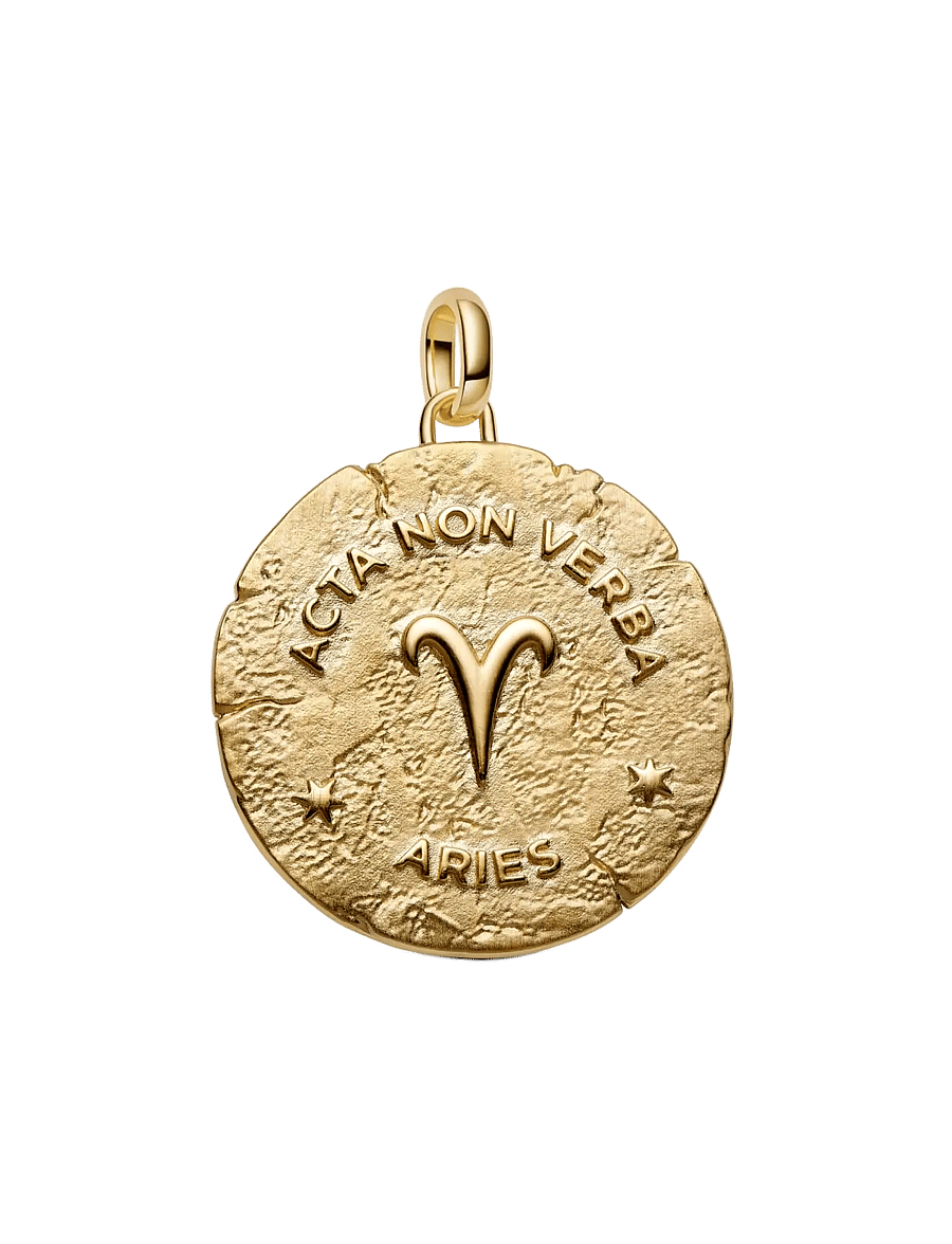 Pandora - Aries Zodiac Oversized Medallion Charm - clear - 2