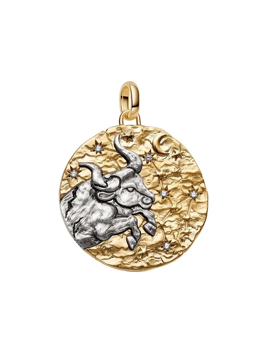 Pandora - Taurus Zodiac Oversized Medallion Charm - clear - 1