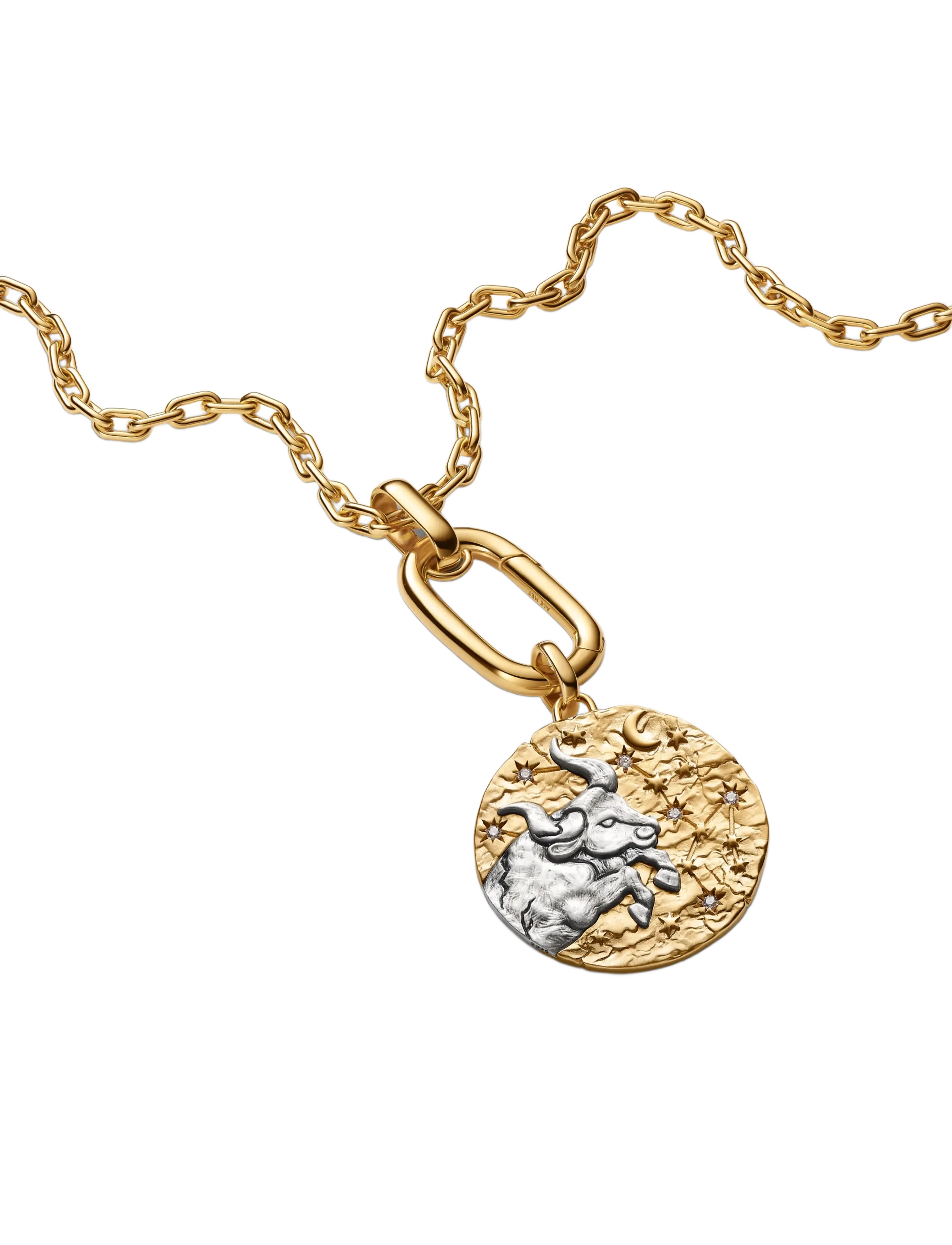 Pandora - Taurus Zodiac Oversized Medallion Charm - clear - 3