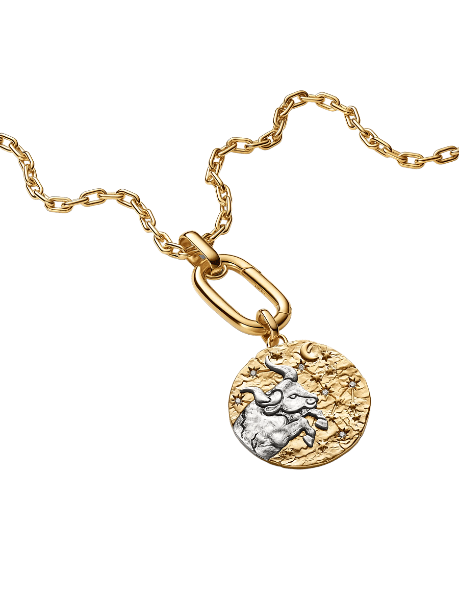 Pandora - Taurus Zodiac Oversized Medallion Charm - clear - 3