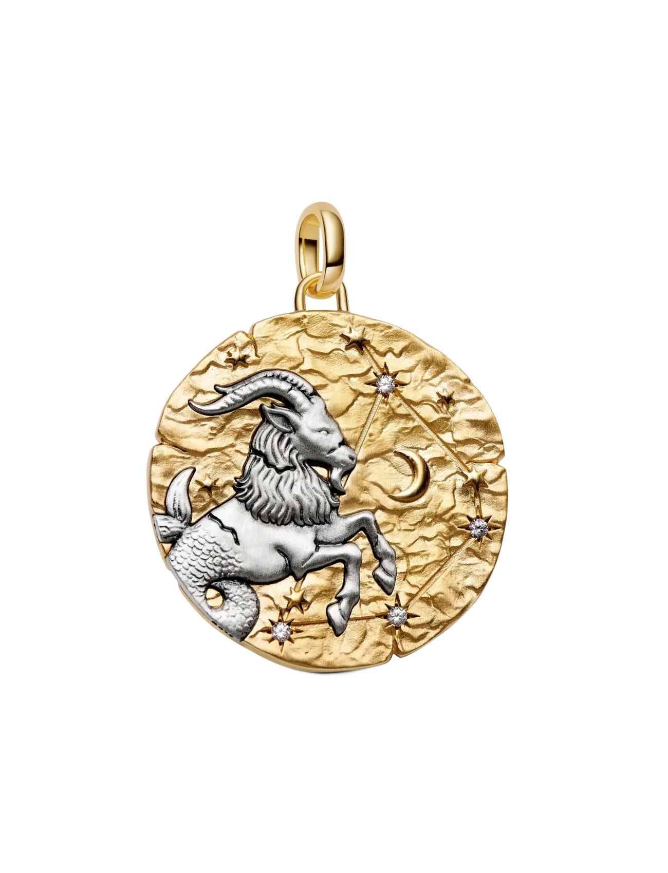 Pandora - Capricorn Zodiac Oversized Medallion Charm - clear - 1