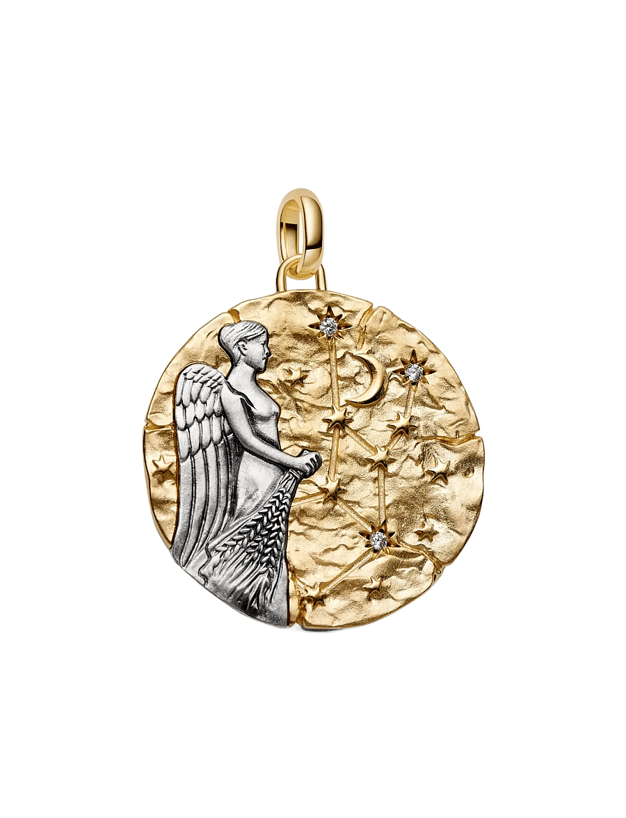 Pandora - Virgo Zodiac Oversized Medallion Charm - clear - 1