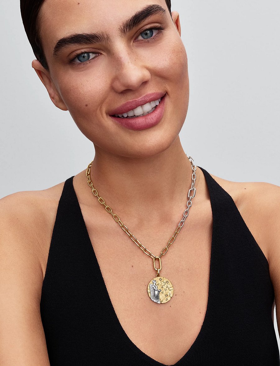 Pandora - Virgo Zodiac Oversized Medallion Charm - clear - 0