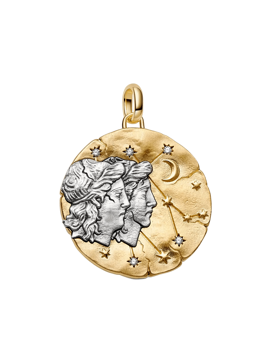 Pandora - Gemini Zodiac Oversized Medallion Charm - clear - 1
