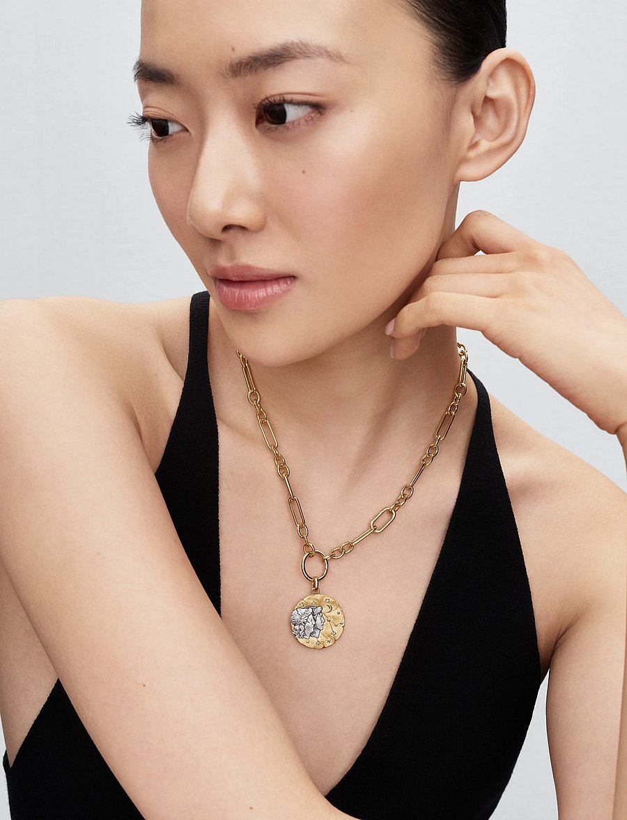 Pandora - Gemini Zodiac Oversized Medallion Charm - clear - 0