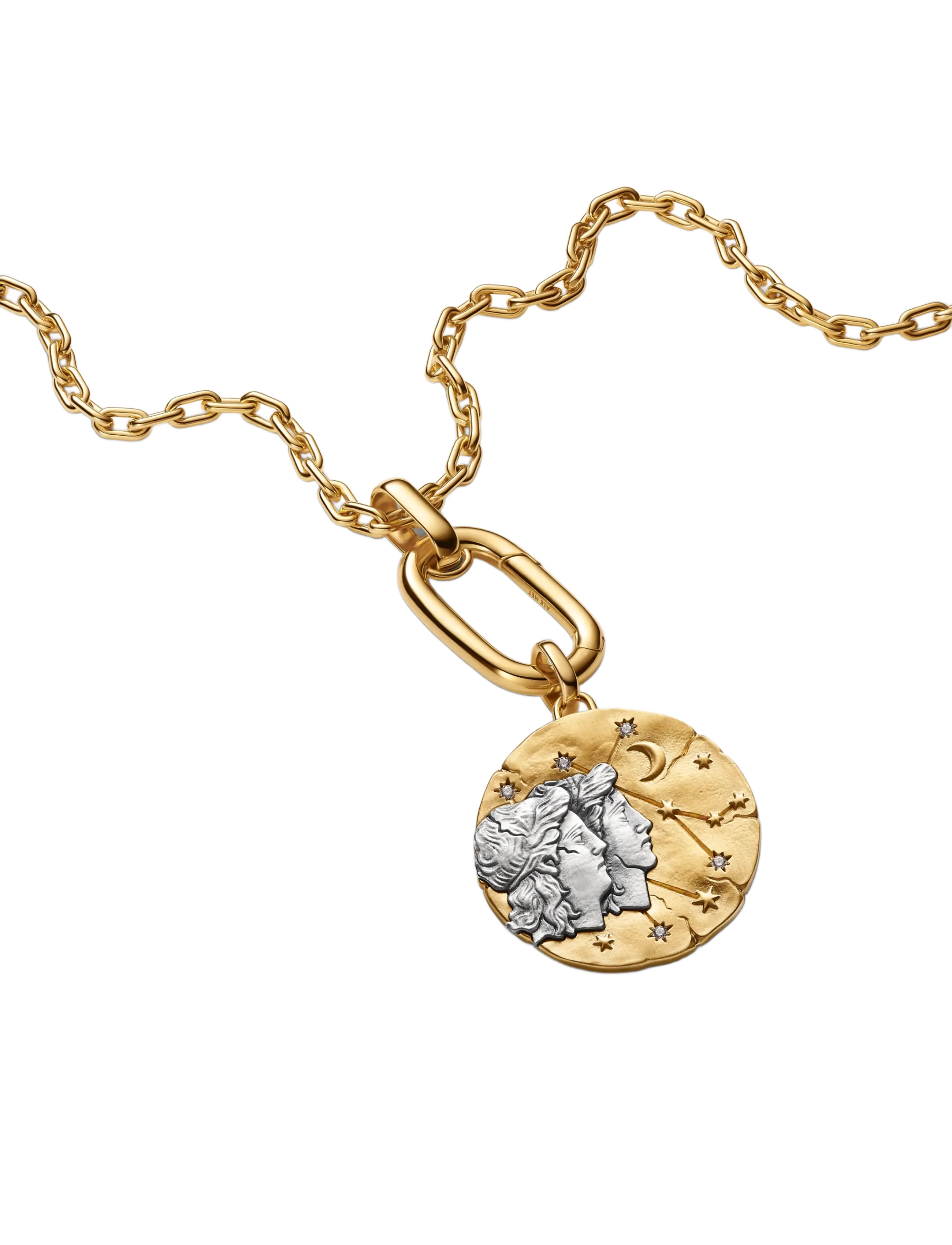 Pandora - Gemini Zodiac Oversized Medallion Charm - clear - 3
