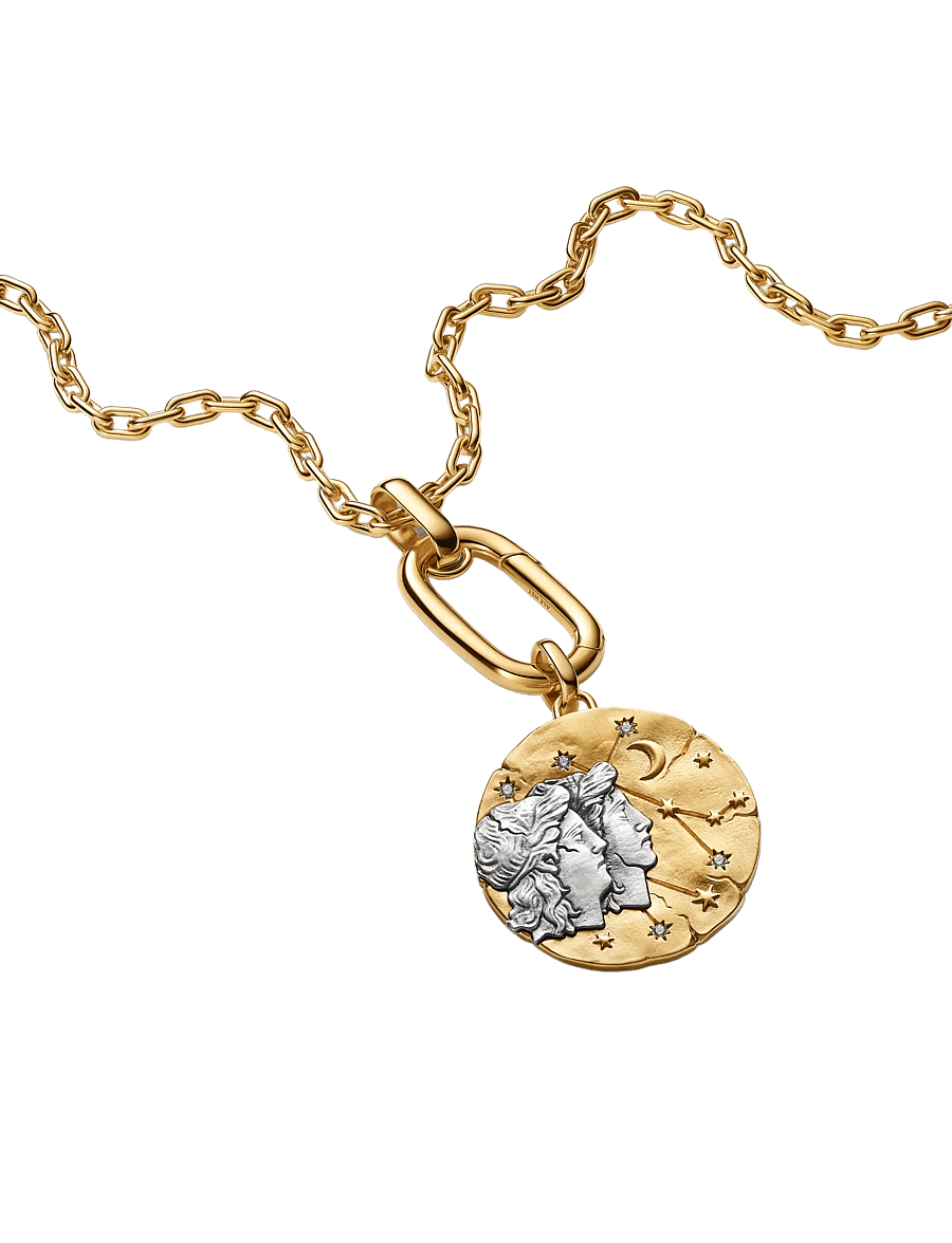 Pandora - Gemini Zodiac Oversized Medallion Charm - clear - 3