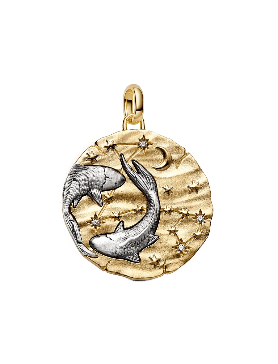 Pandora - Pisces Zodiac Oversized Medallion Charm - clear - 1