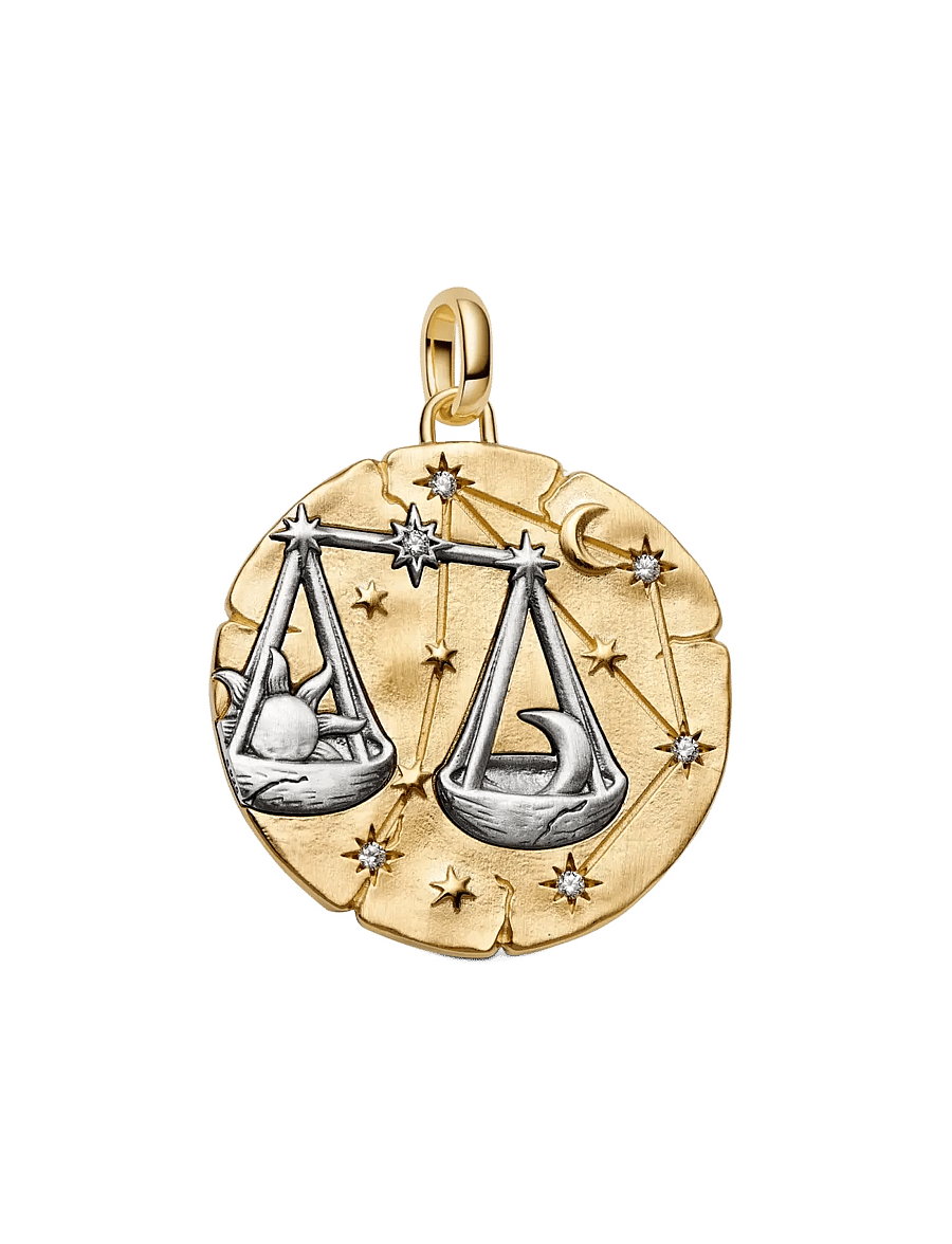 Pandora - Libra Zodiac Oversized Medallion Charm - clear - 1