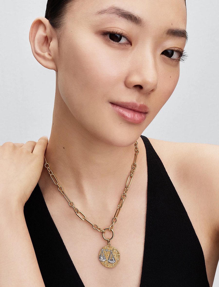 Pandora - Libra Zodiac Oversized Medallion Charm - clear - 0
