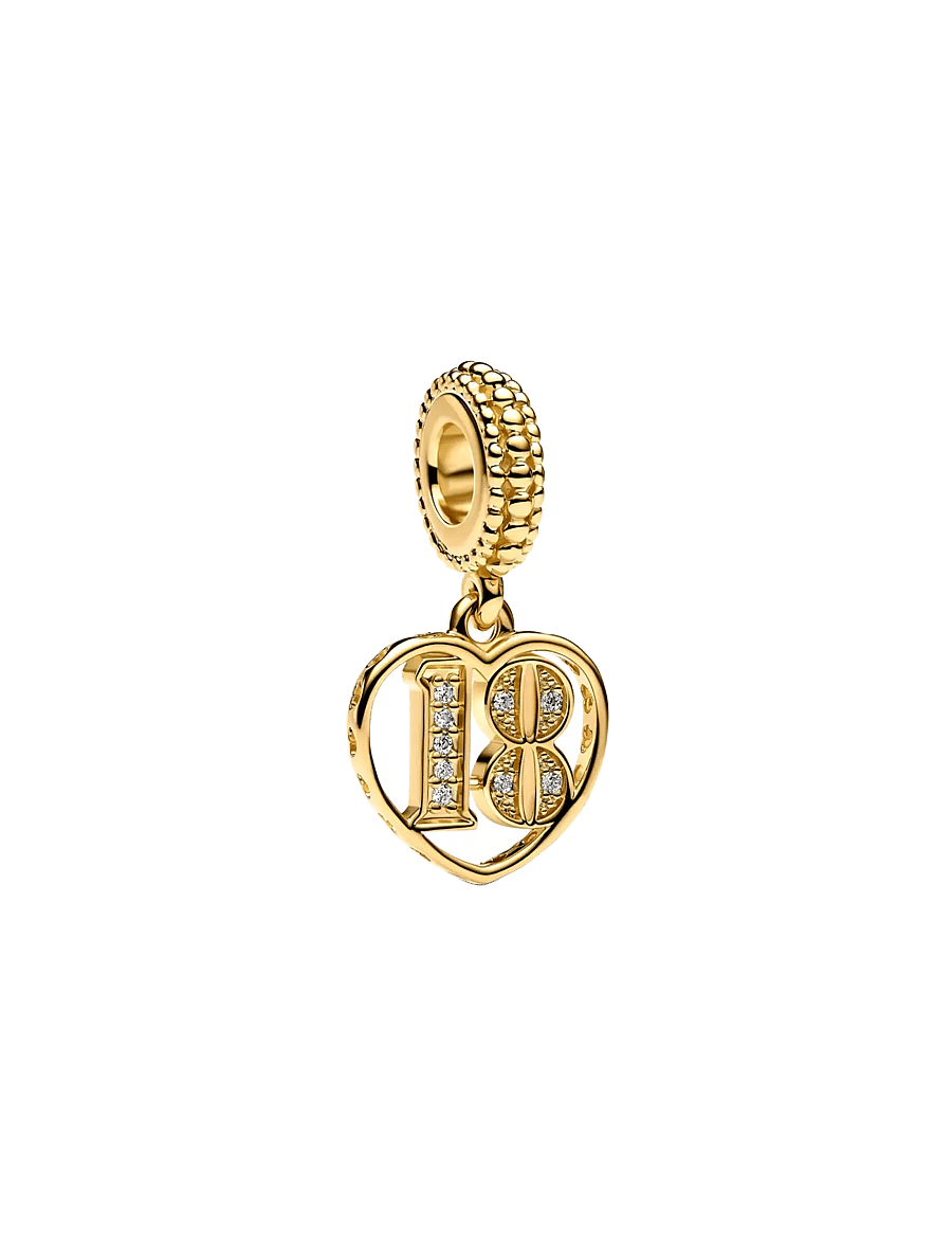Pandora - 18 14k gold-plated dangle with - clear - 1