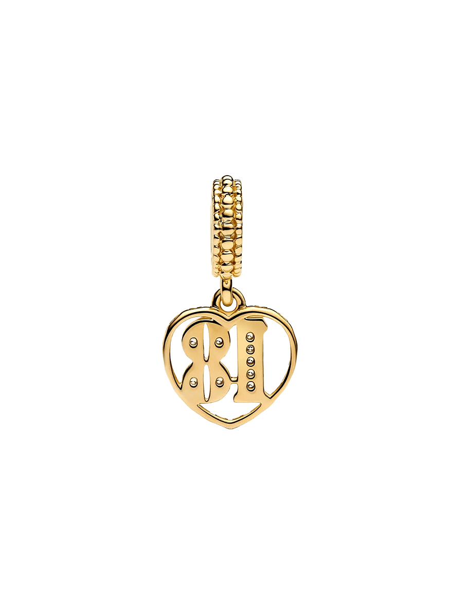 Pandora - 18 14k gold-plated dangle with - clear - 2
