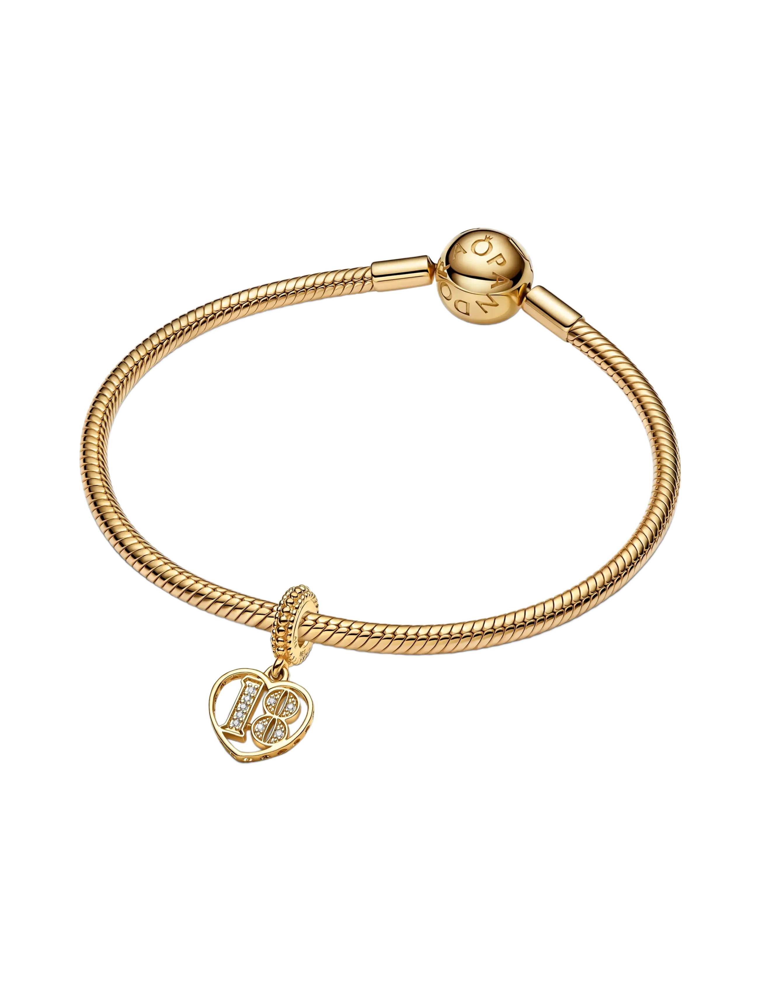 Pandora - 18 14k gold-plated dangle with - clear - 3