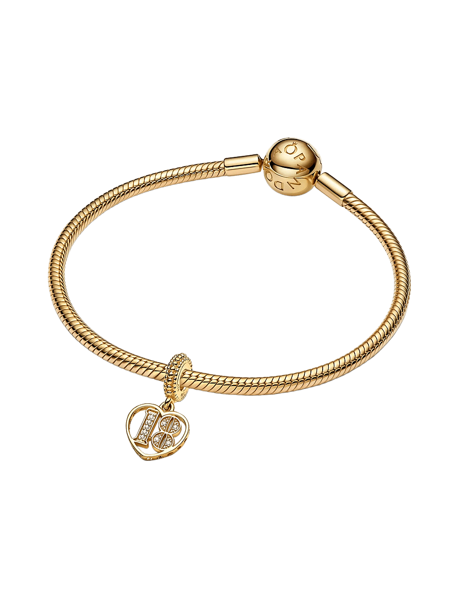 Pandora - 18 14k gold-plated dangle with - clear - 3