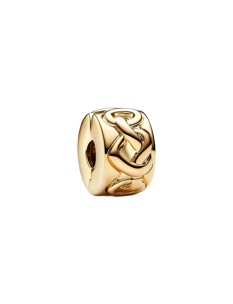 Pandora - Knotted hearts 14k gold-plated clip - hängen & berlocker - no color - 1