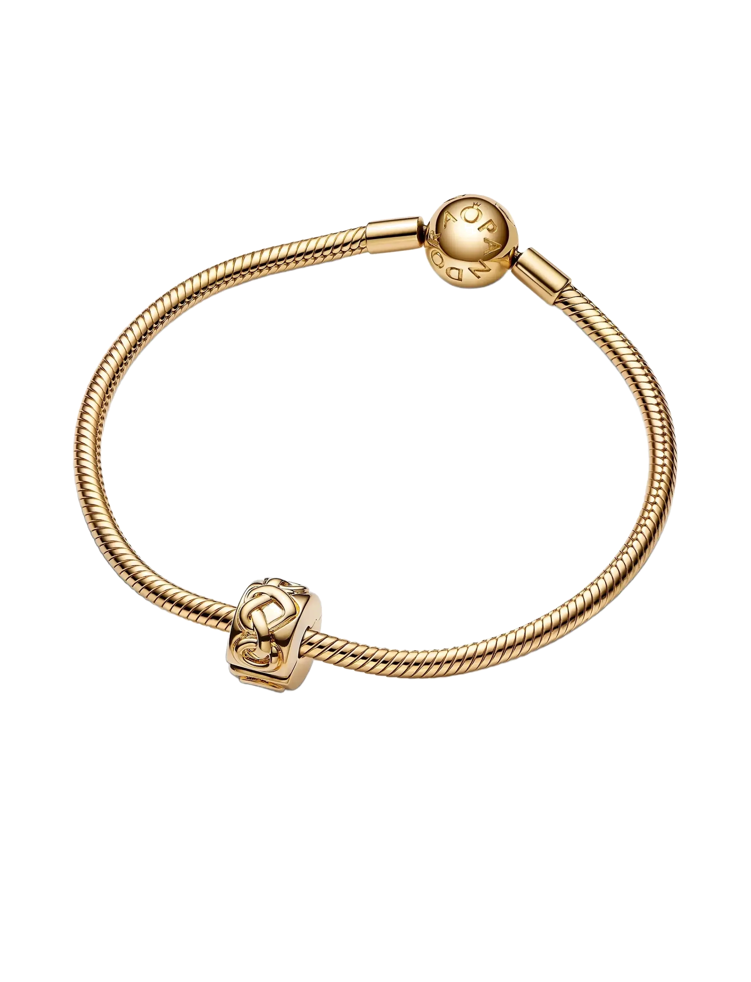 Pandora - Knotted hearts 14k gold-plated clip - hängen & berlocker - no color - 2