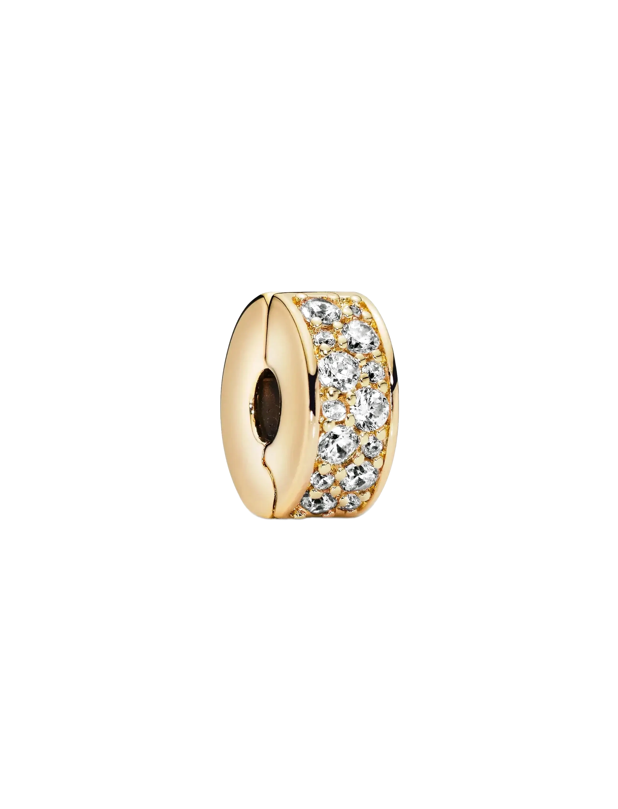 Pandora 14k Gold-plated clip with clear cubic zirconia and silicone grip - Charms - CLEAR / undefined