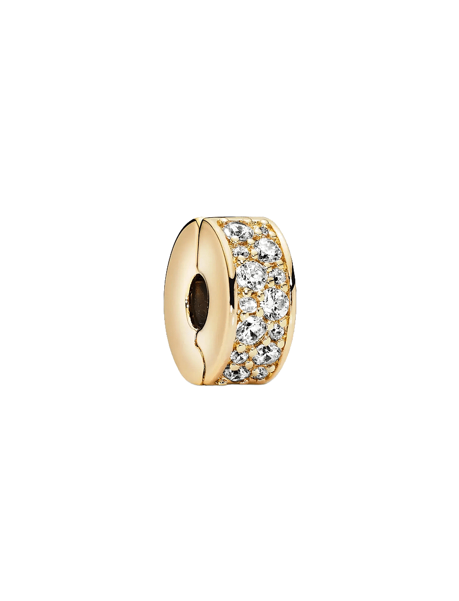 Pandora - 14k Gold-plated clip with clear cubic zirconia and silicone grip - anhänger - clear - 1