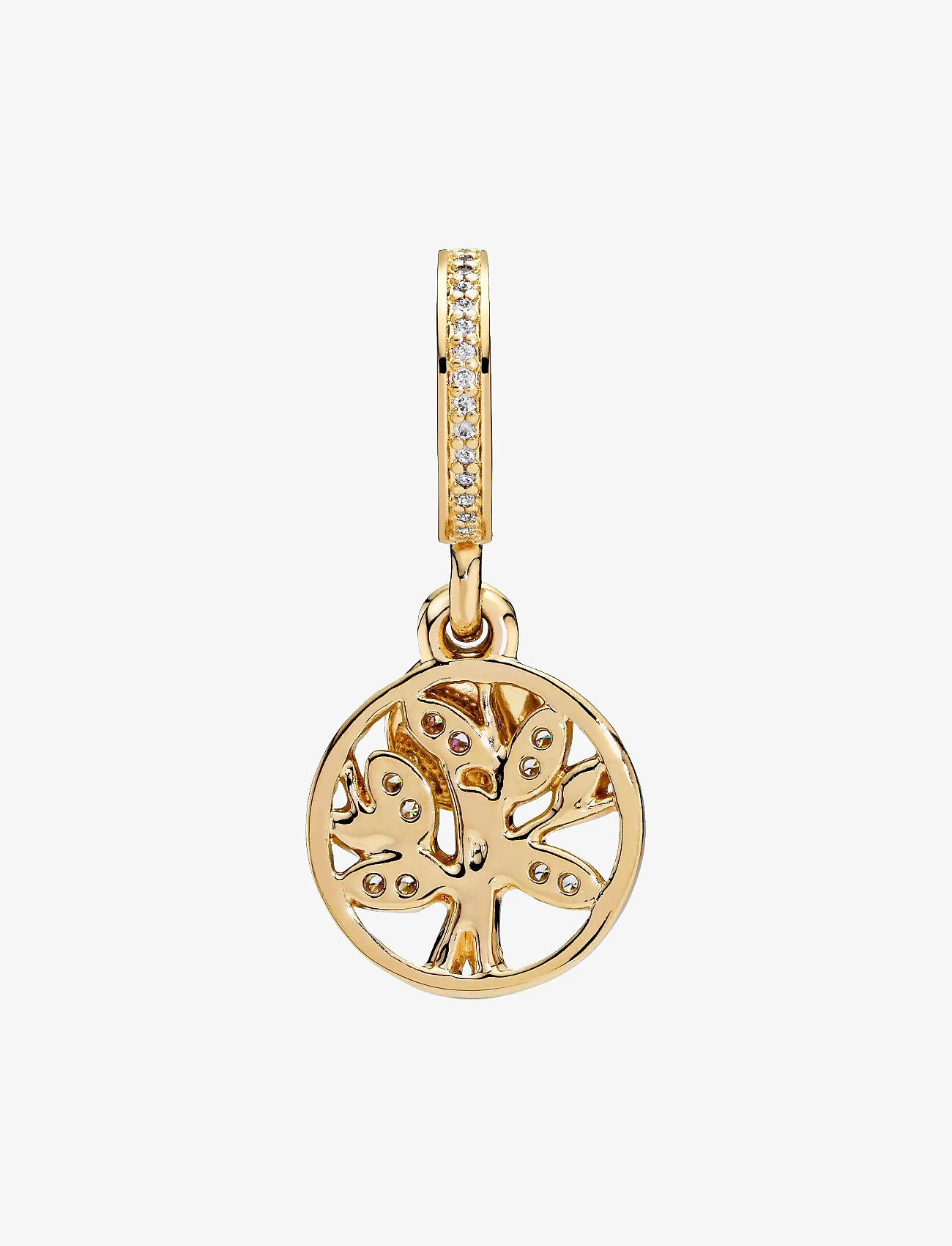 Pandora - Family tree 14k gold-plated dangle with clear cubic zirconia - vedhæng - clear - 2