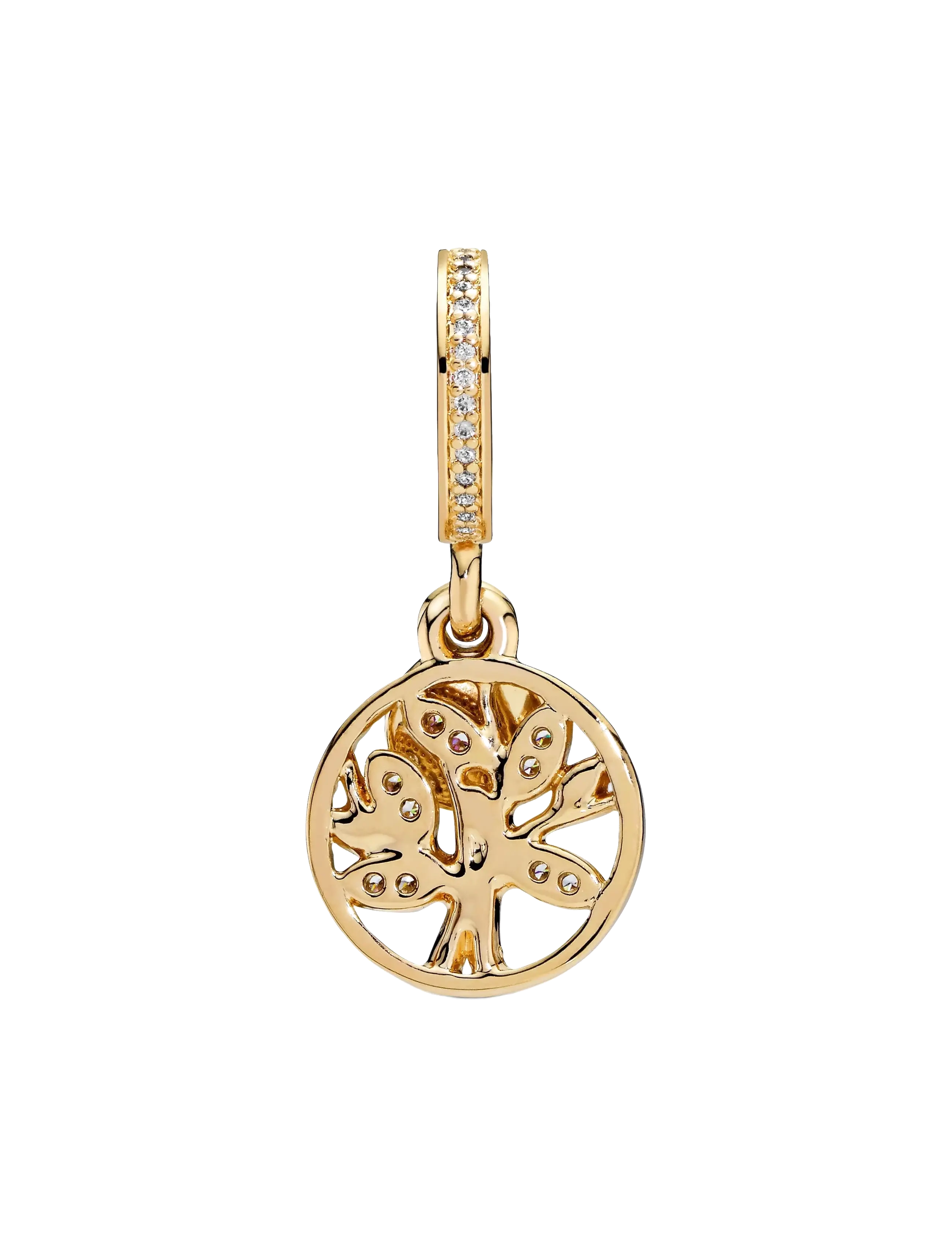 Pandora - Family tree 14k gold-plated dangle with clear cubic zirconia - pendentifs - clear - 2
