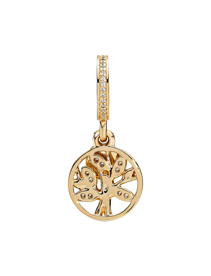 Pandora - Family tree 14k gold-plated dangle with clear cubic zirconia - pendentifs - clear - 2