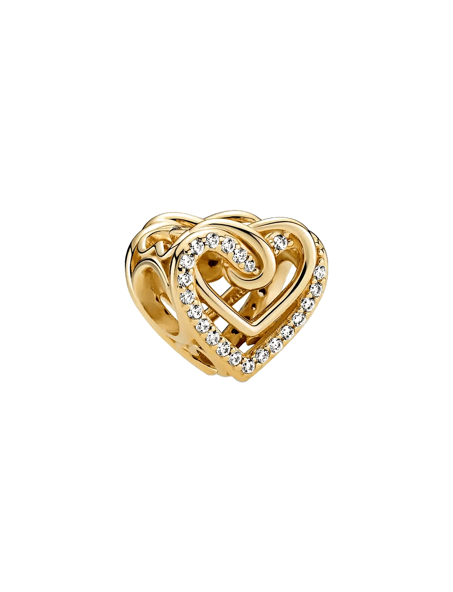 Pandora - Heart 14k gold-plated charm with clear cubic zirconia - anhänger - clear - 1