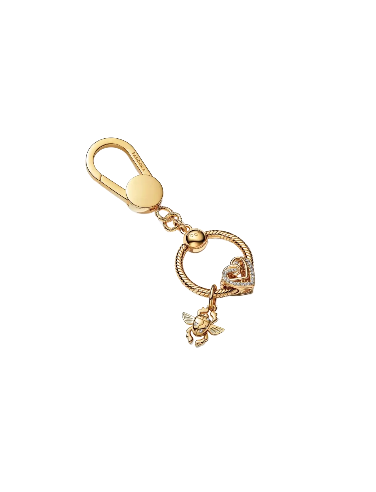 Pandora - Heart 14k gold-plated charm with clear cubic zirconia - vedhæng - clear - 2
