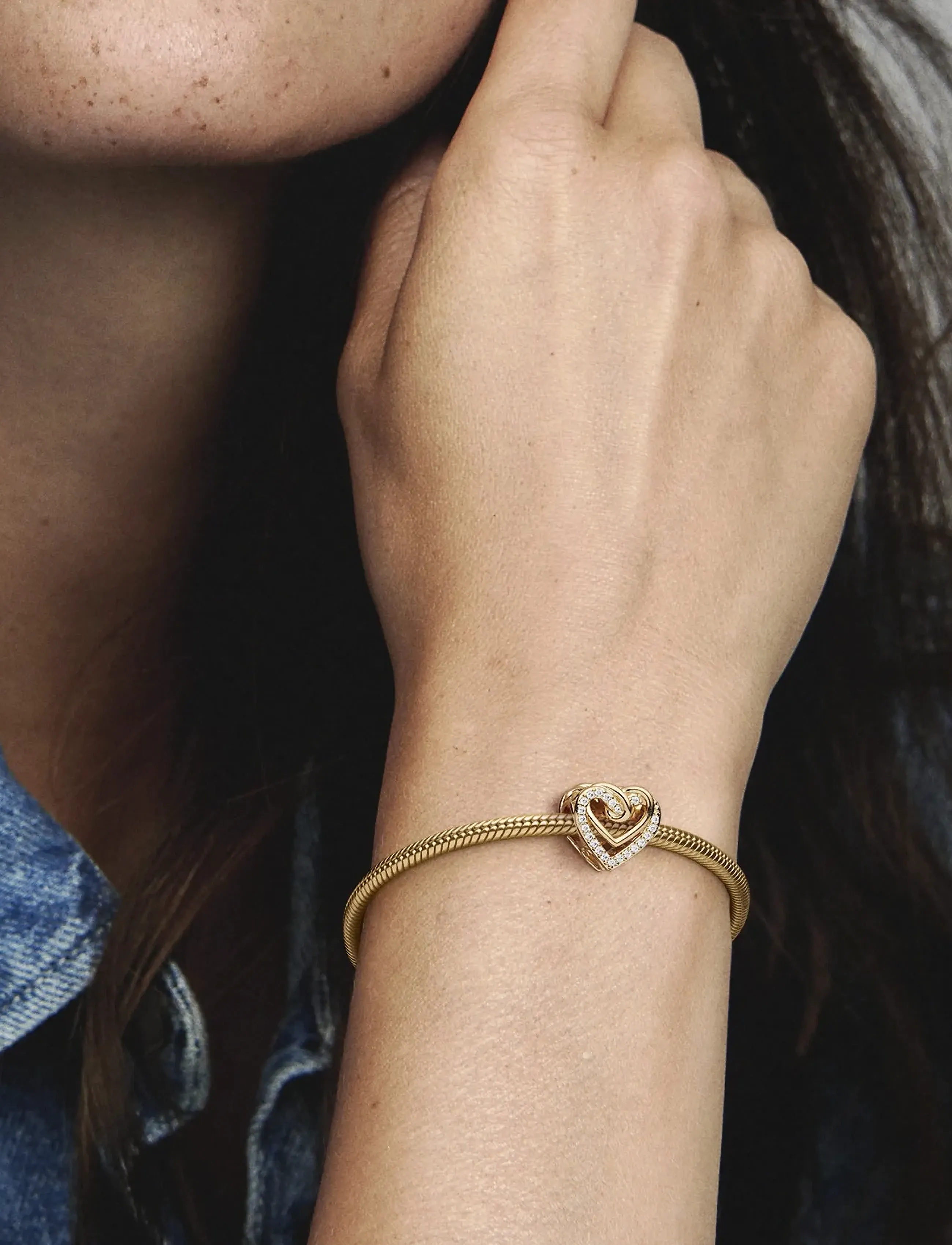 Pandora Heart 14K Gold-Plated Charm With Clear Cubic Zirconia, Kvinder, Hjerte Charm, Guld, Str: ONE SIZE