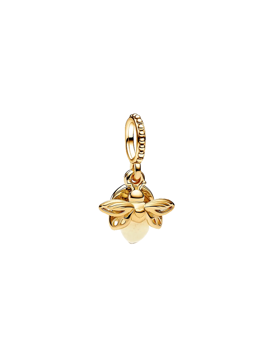 Pandora - Firefly 14k gold-plated dangle with yellow photoluminescent glass - anhänger - yellow - 1