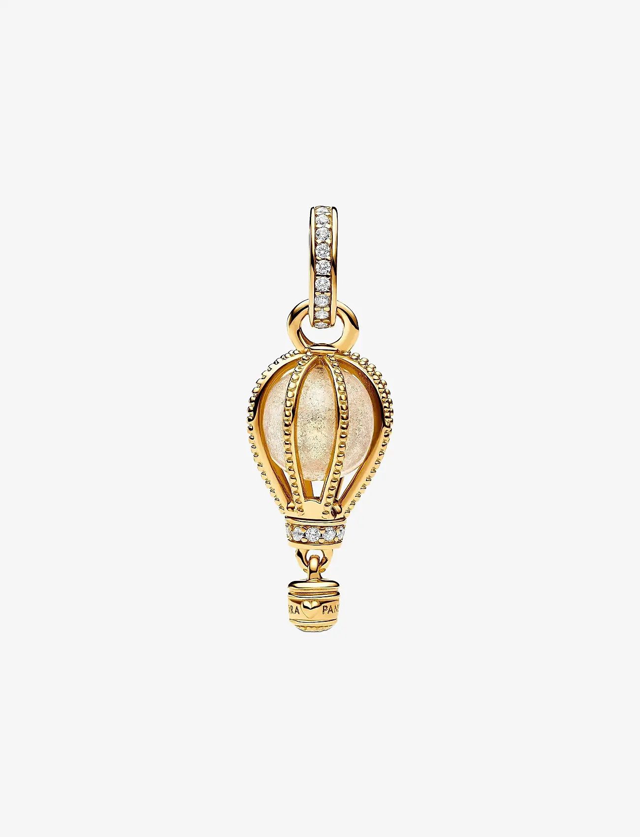 Pandora - Air balloon 14k gold-plated dangle with glittery transparent Murano glass and clear cubic zirconia - hängen & berlocker - clear - 1