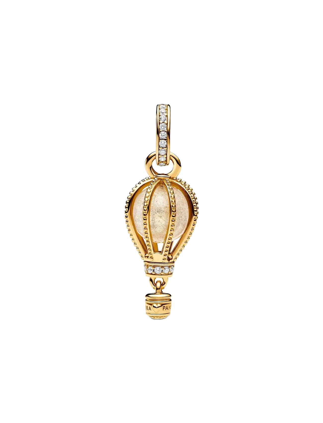 Pandora Air balloon 14k gold-plated dangle with glittery transparent Murano glass and clear cubic zirconia - Charms - CLEAR / undefined