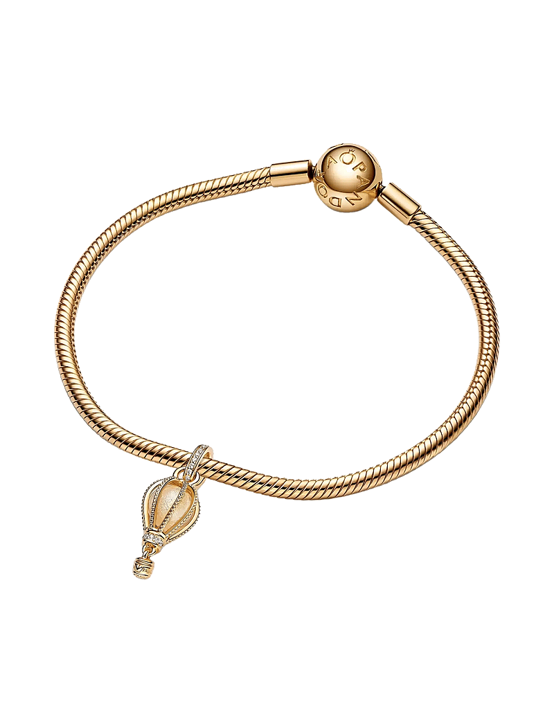 Pandora - Air balloon 14k gold-plated dangle with glittery transparent Murano glass and clear cubic zirconia - hängen & berlocker - clear - 2